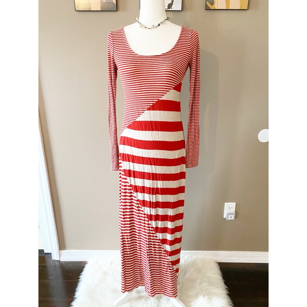 Ella Moss Red Striped Maxi Dress
